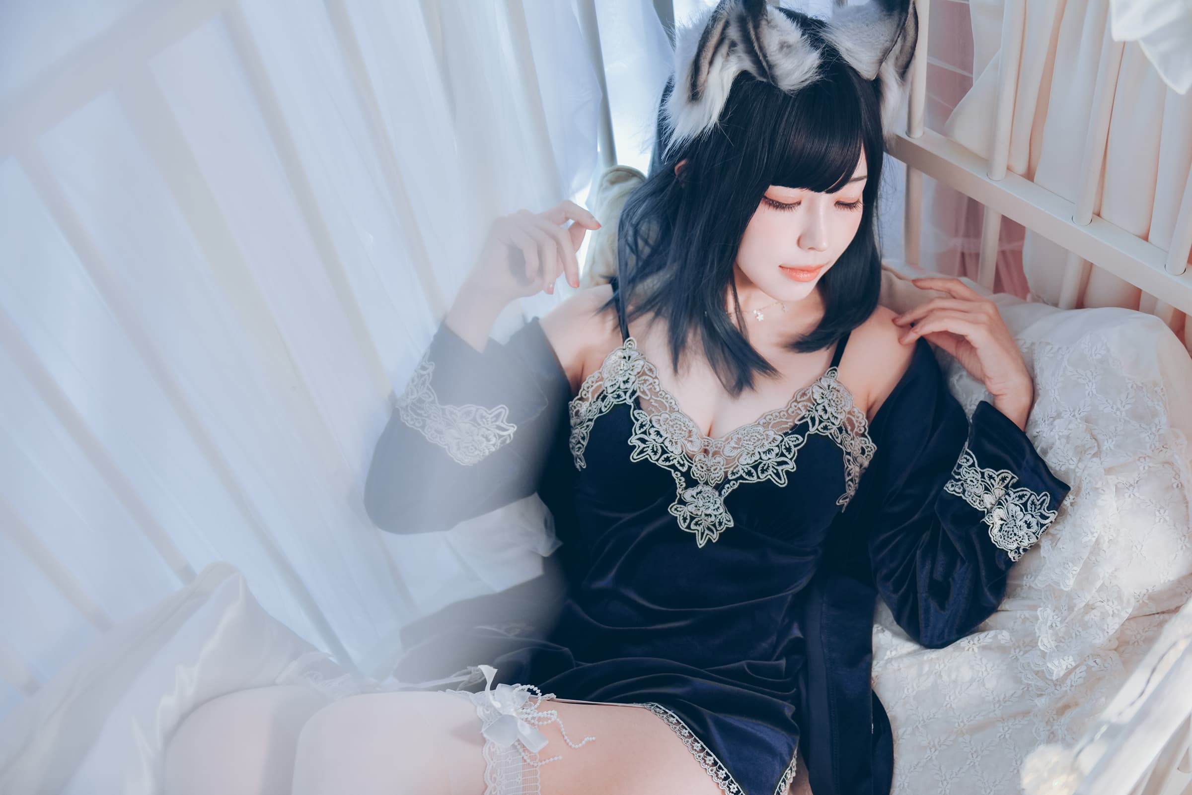 Velvet-clad legs with nylon sheen