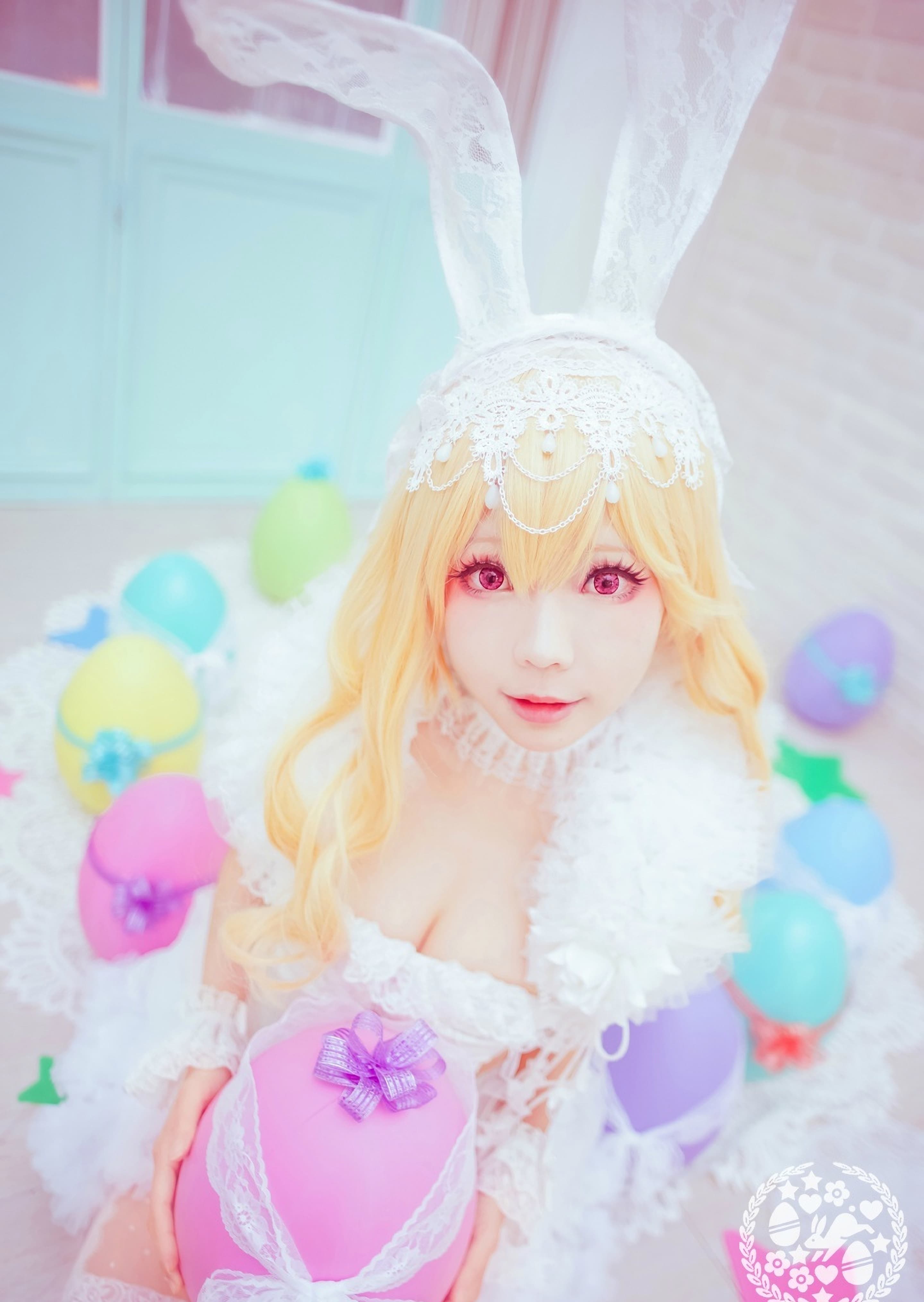 Bunny ears and stockinged legs