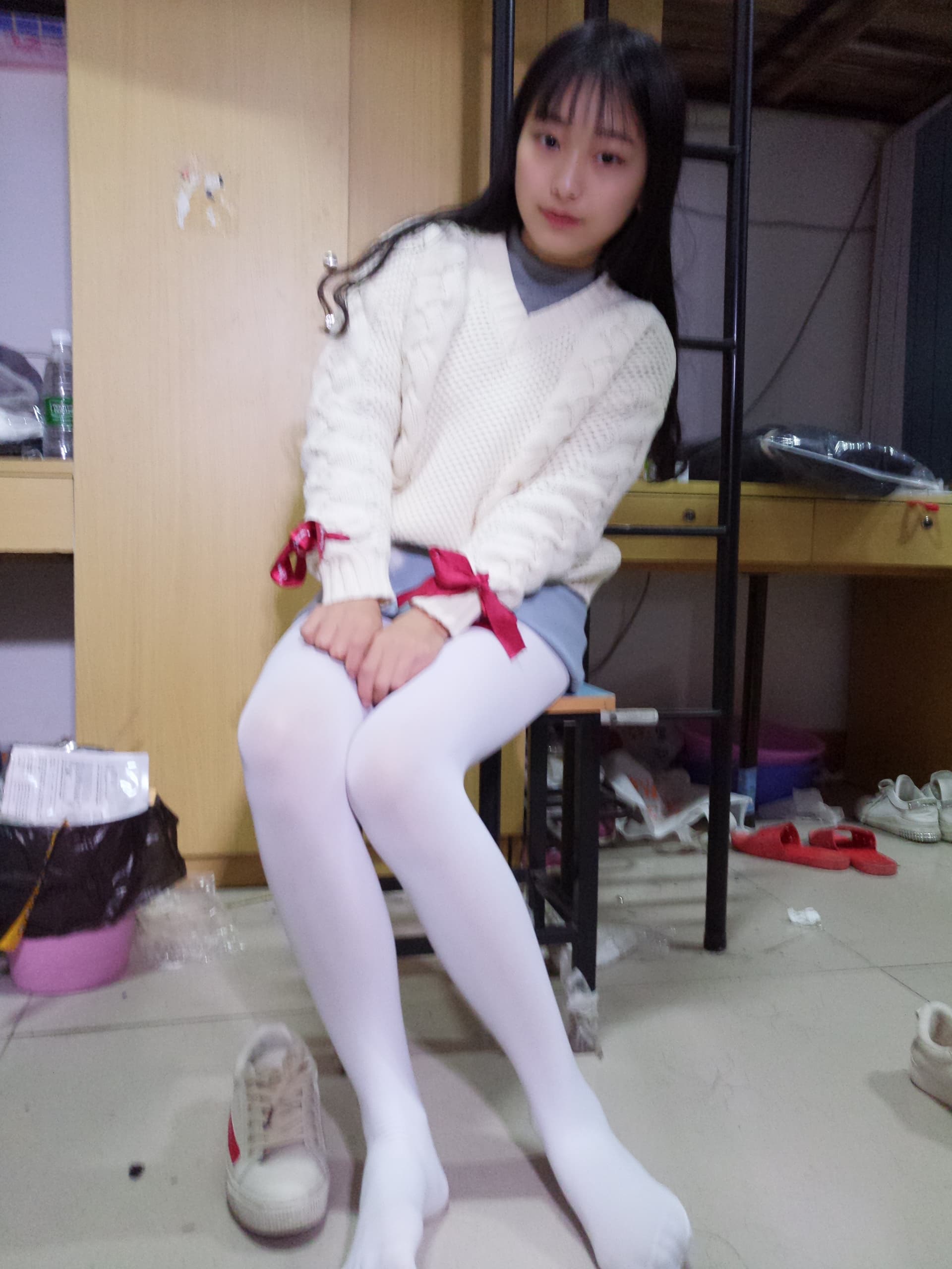 White Silk Photo Taken in My College Dorm