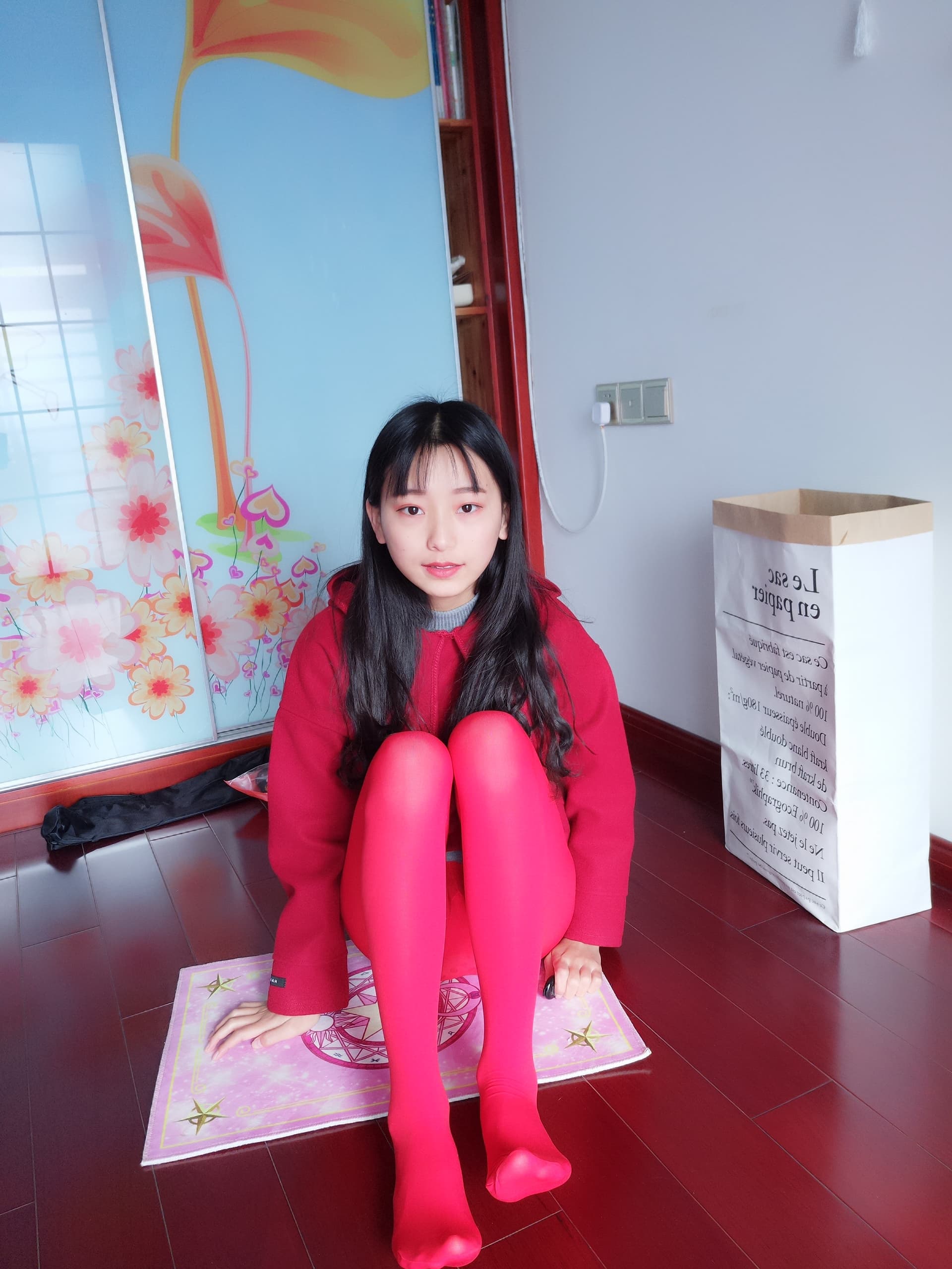 Home Red Dress with Red Tights Photos