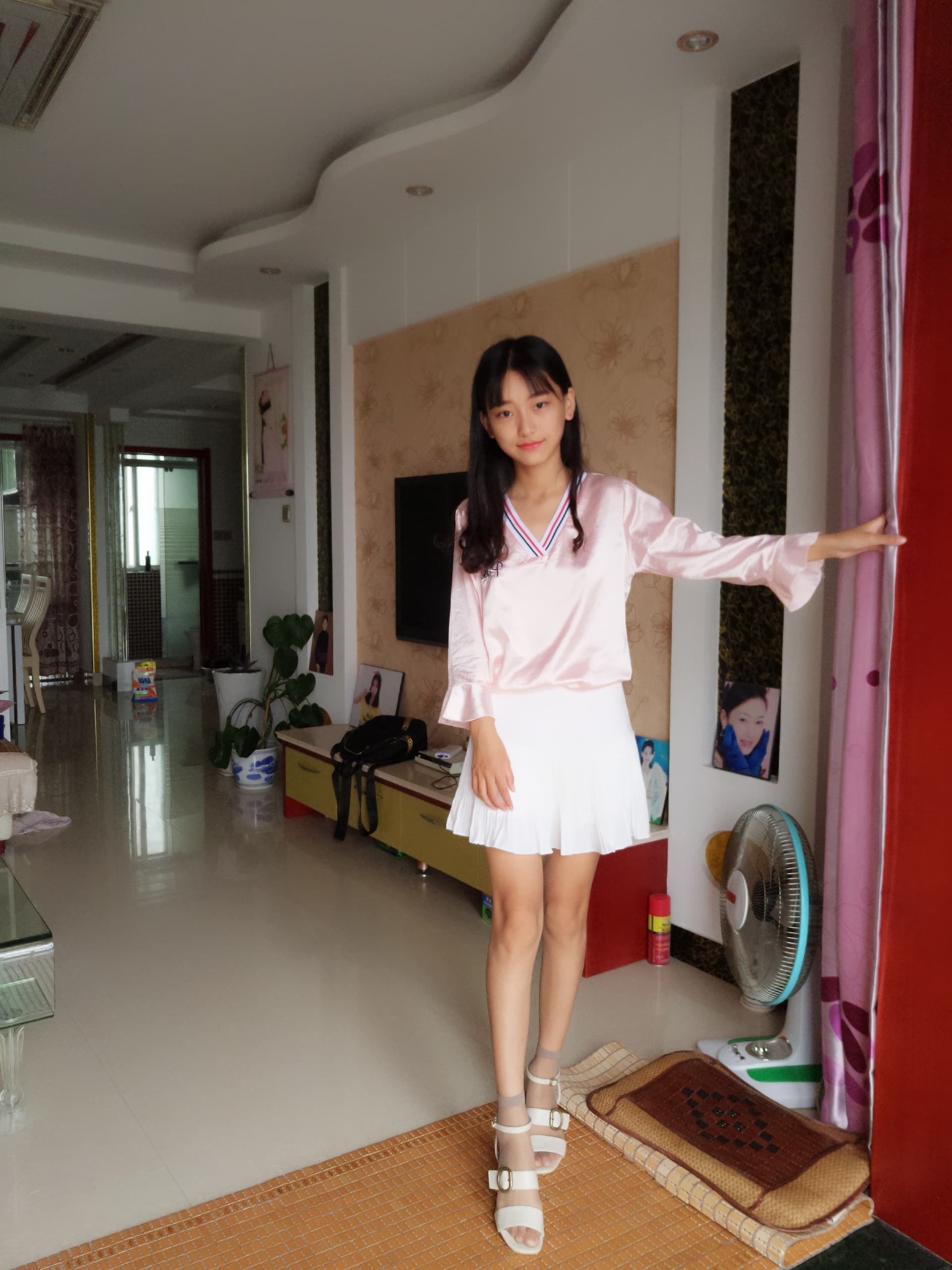 short stockings, sandals