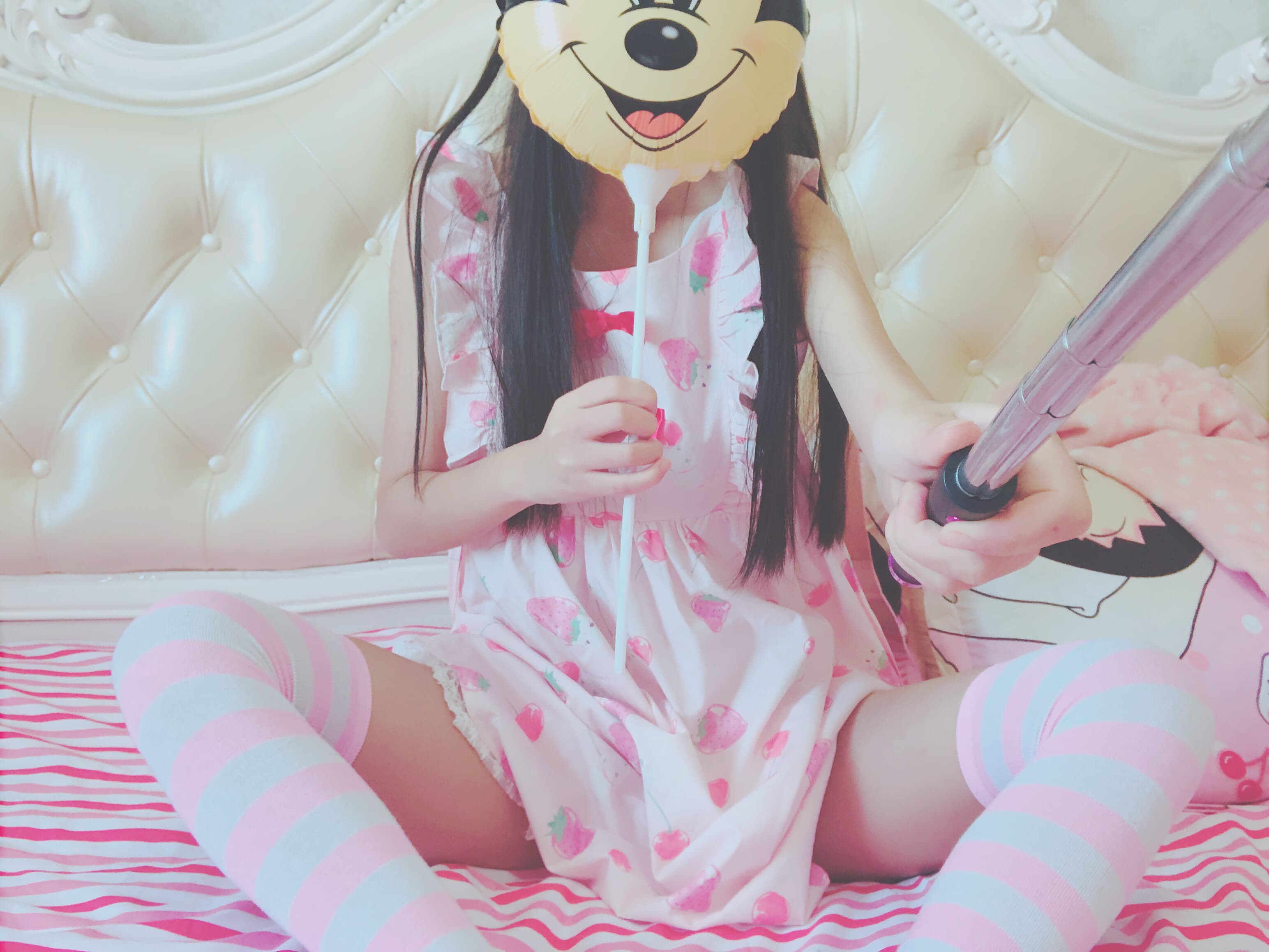 Striped stockings on a leg