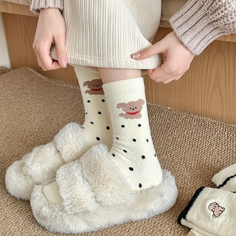 Winter Thick Australian Wool Socks with Cute Dog Pattern, Stay Cozy and Cute Even in Winter