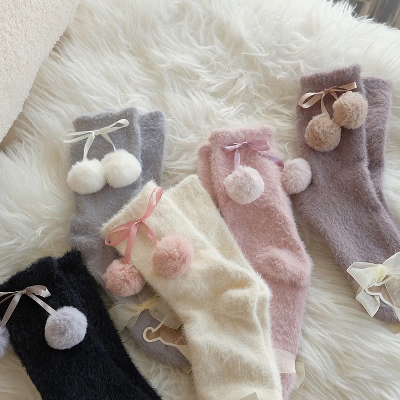 Soft Minky Fur Floor Socks for Women, Thickened for Autumn/Winter, Cozy Sleep Socks, Japanese Style, Long Tube