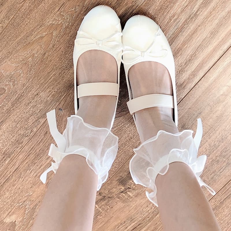 JK White Short Socks for Women, Spring/Summer Thin Transparent Lace Trimmed Socks, Sweet Lolita Design