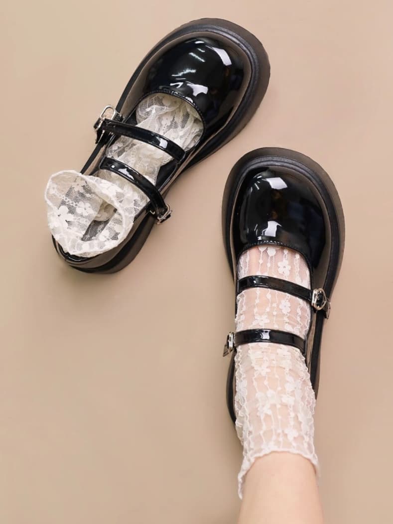 White Lace Socks for Women, Summer Thin Mary Jane Mesh Mid-calf Socks, Sweet Lolita Style