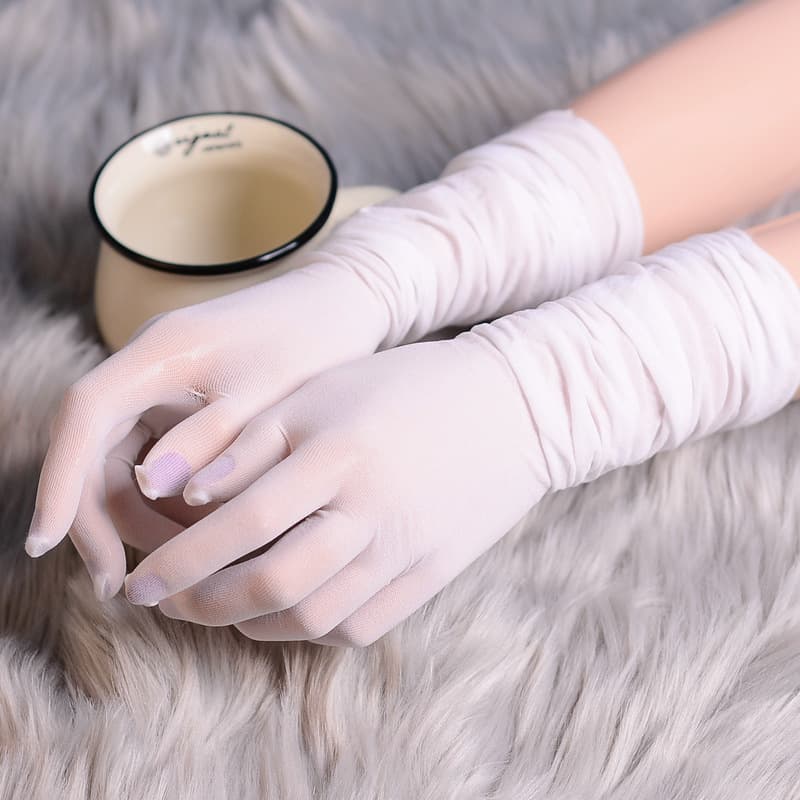 Ultra-Thin Five-Finger Stockings Gloves, Erotic Cosplay Glove Set, Ice Silk Long Gloves for Self-Enjoyment