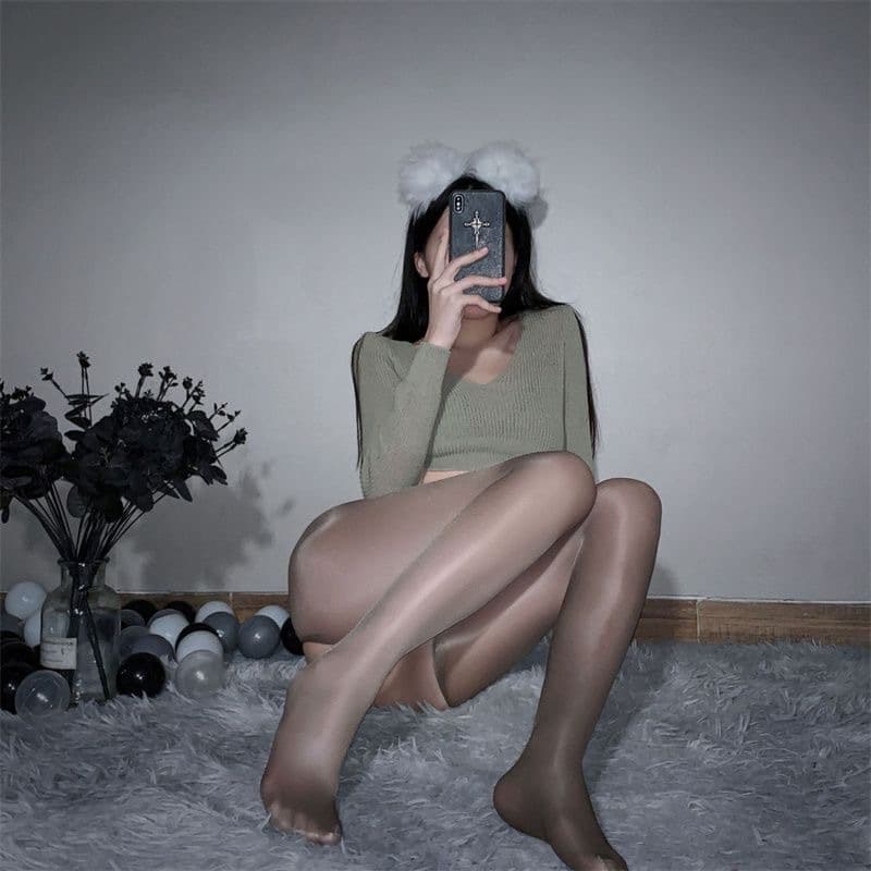 Sexy Open-Crotch Stockings, Glossy Sheer Pantyhose, Ultra-Thin Black Lace, Full Body One-Piece Tearable Stockings