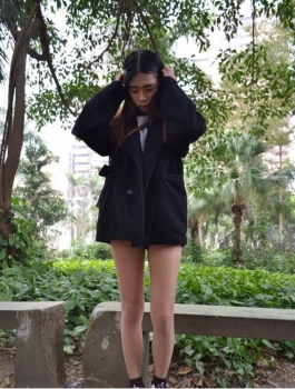 College girl with cotton socks under sheer stockings