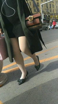 Street Photography of a Sexy Hosiery Woman