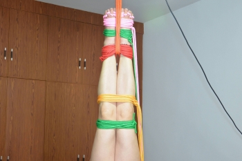 Beautiful legs, beautiful feet, bondage suspension