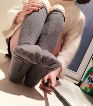 Long cotton socks, took off one to show you my beautiful feet
