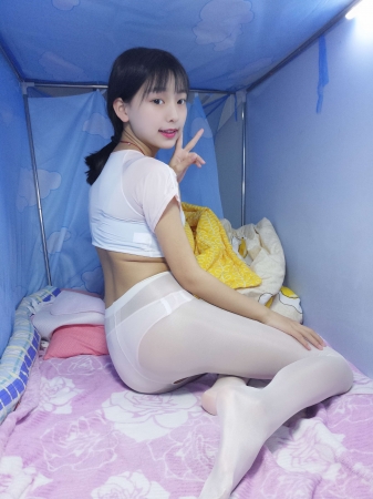 My Private Bed Photos: White Sexy Open-Crotch Stockings