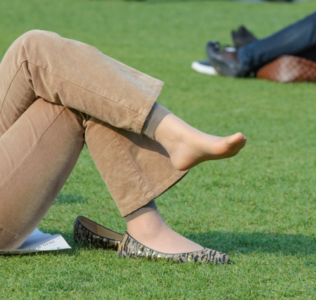 Nude Pantyhose Picnic on the Grass