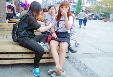 Street Shots in Nude Pantyhose