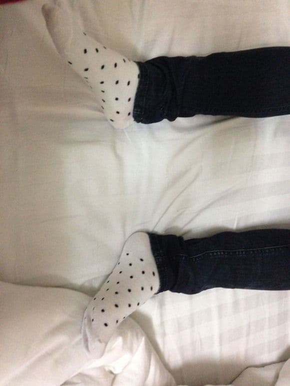 Close-up worn cotton sock