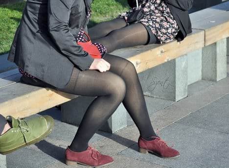 black stockings on winter legs