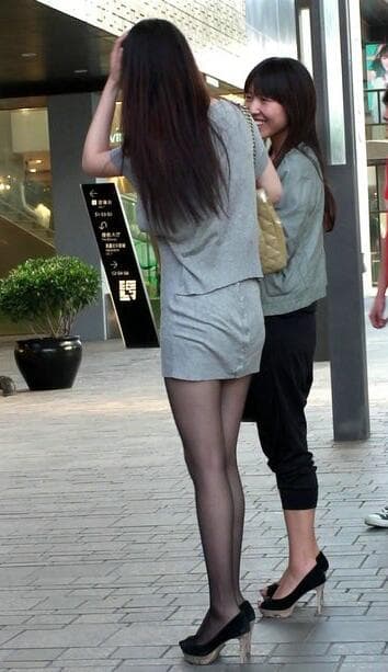 Black stockings with high heels