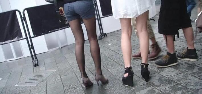 modern sheer stockings with bold seam detail