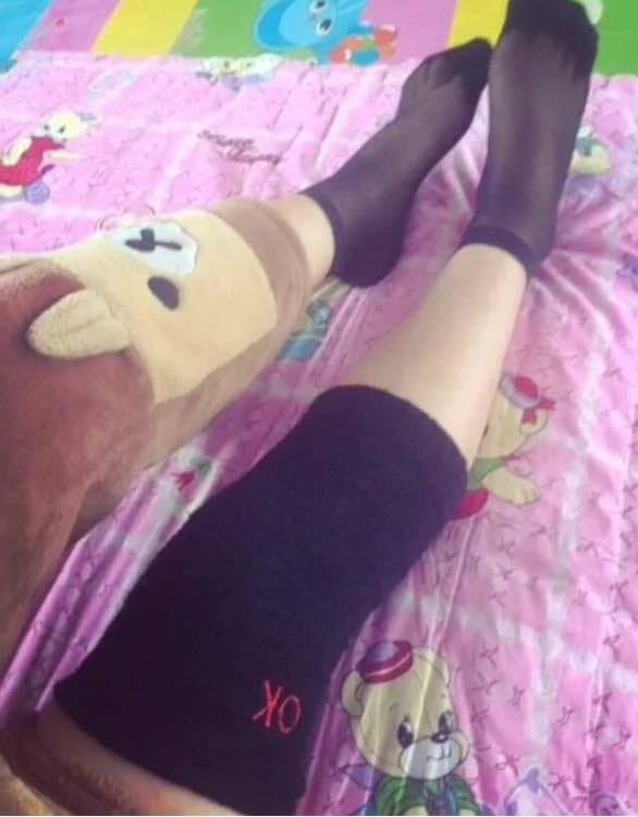 black stockings on feet