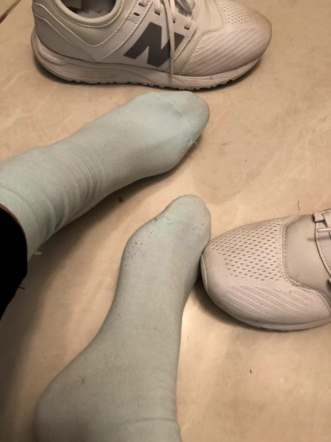 worn cotton socks closeup