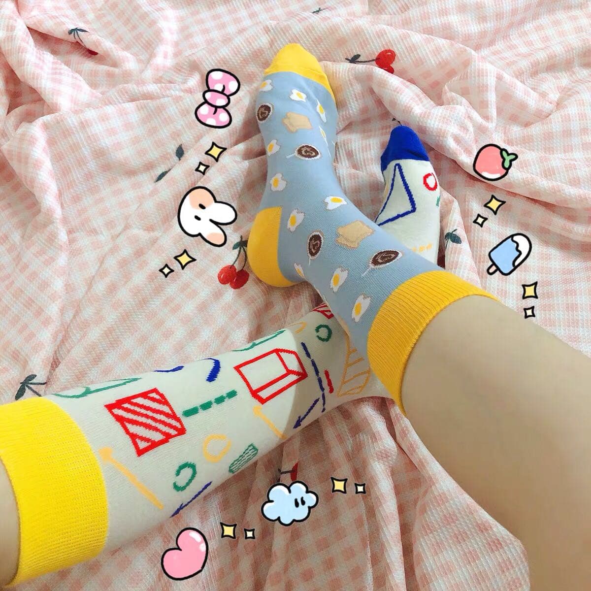 Stocking-clad foot with slightly slipped cuff, toes curled and light reflecting off nylon