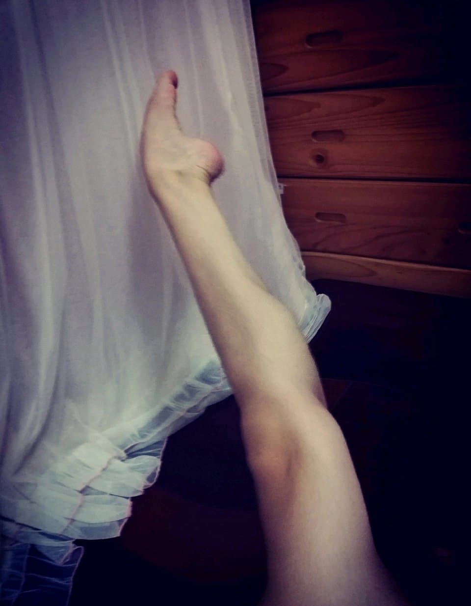 pointe shoes hugging nylon-clad toes