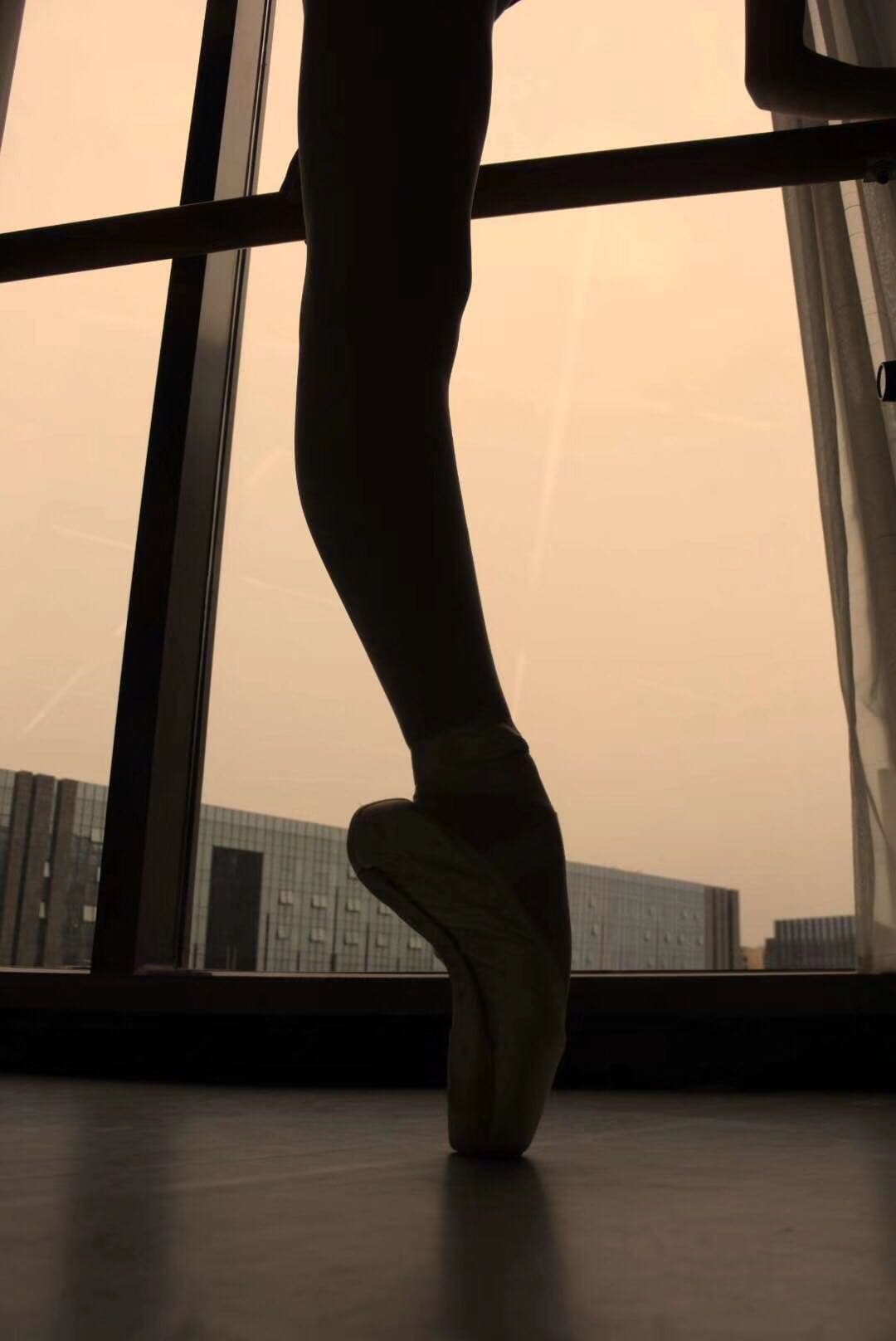 Stockinged ballet foot with pointed toes