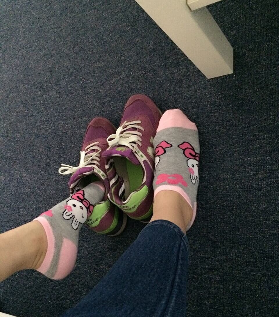 Shopping, getting home, ready to wash feet
