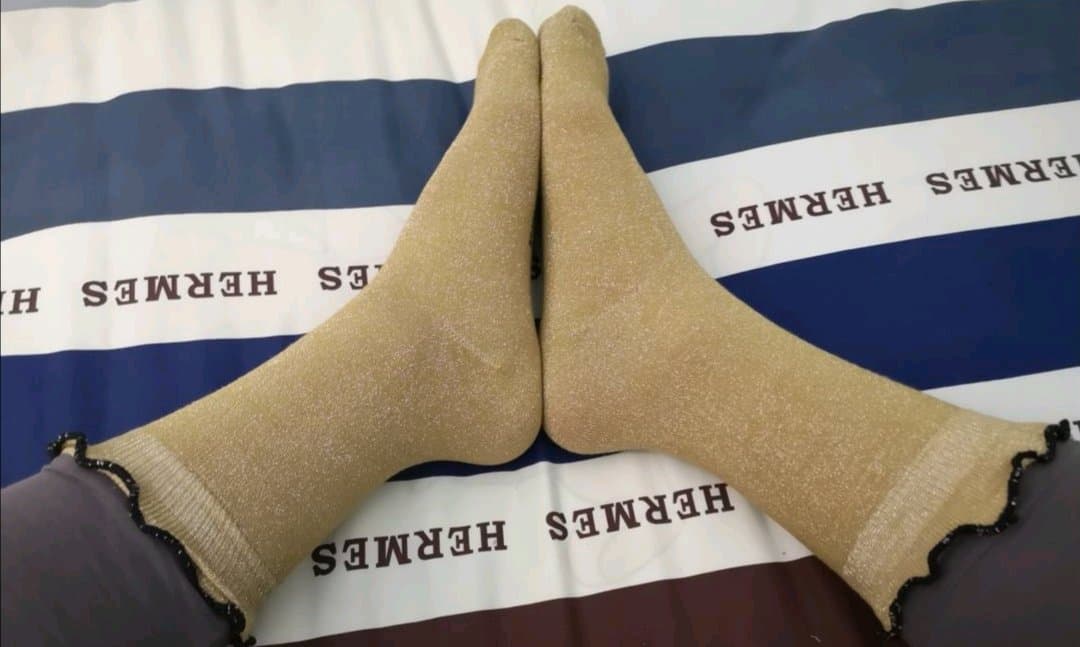 Close-up of toes in nylons