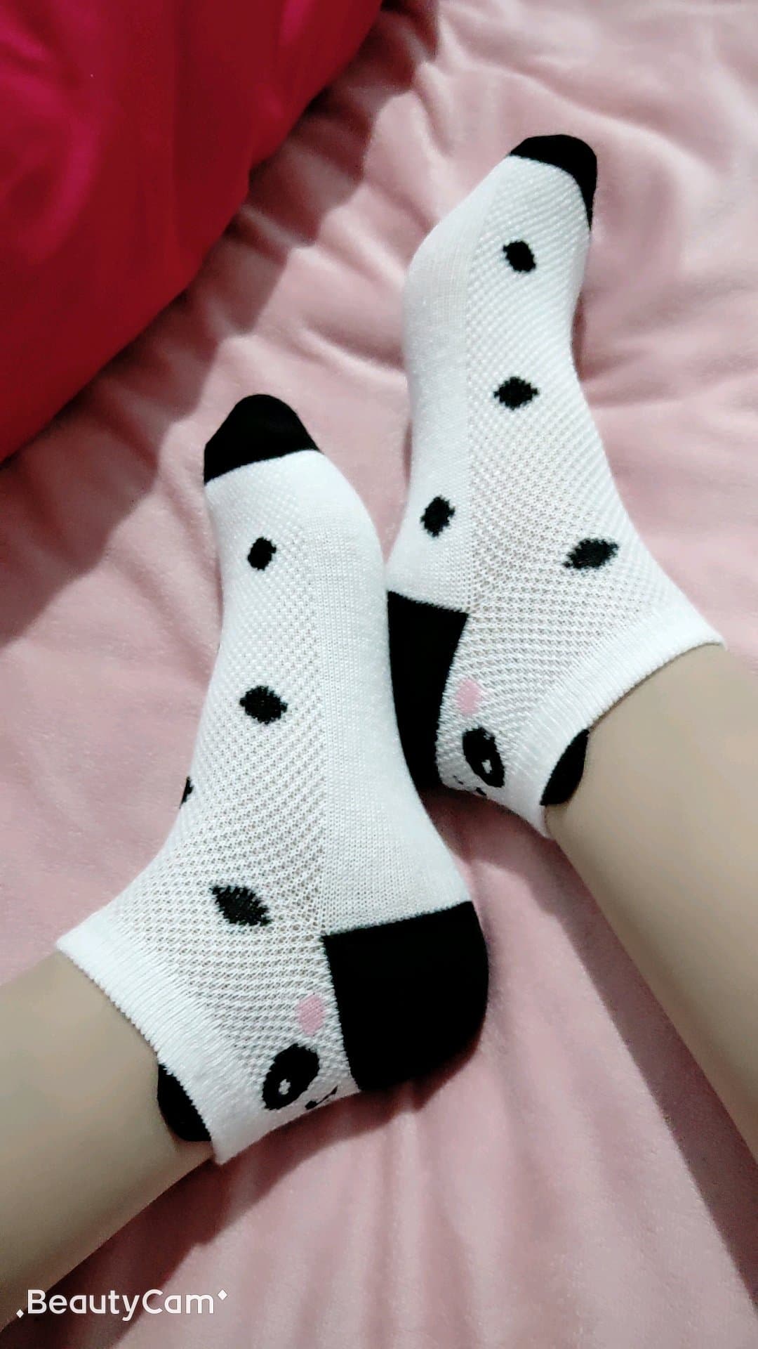 Close-up of socks slightly damp inside shoes with textured fabric clinging to warm soles