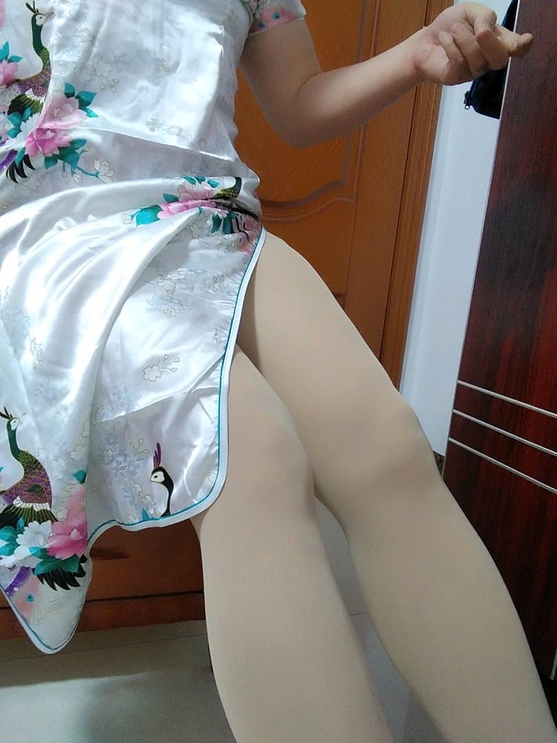 Silk dress ankle reveal