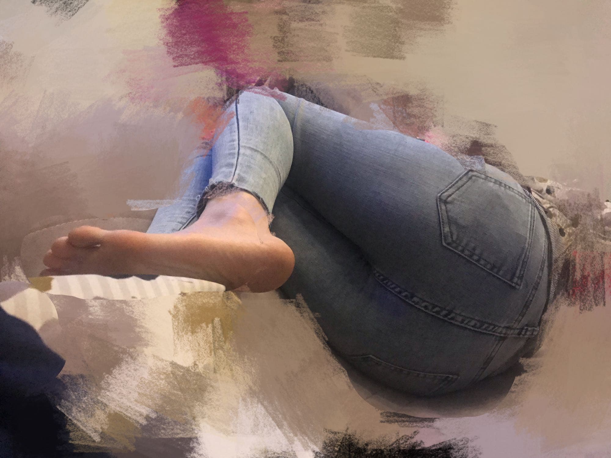 Close bare sole with visible lines