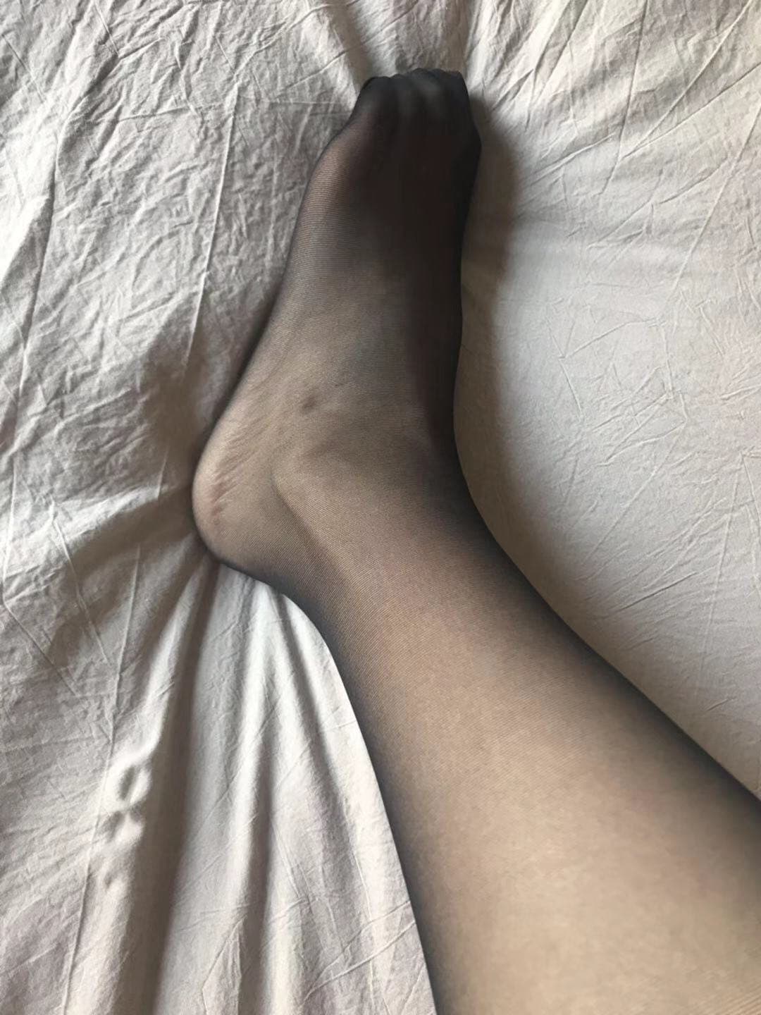 Close-up of stocking-clad arch