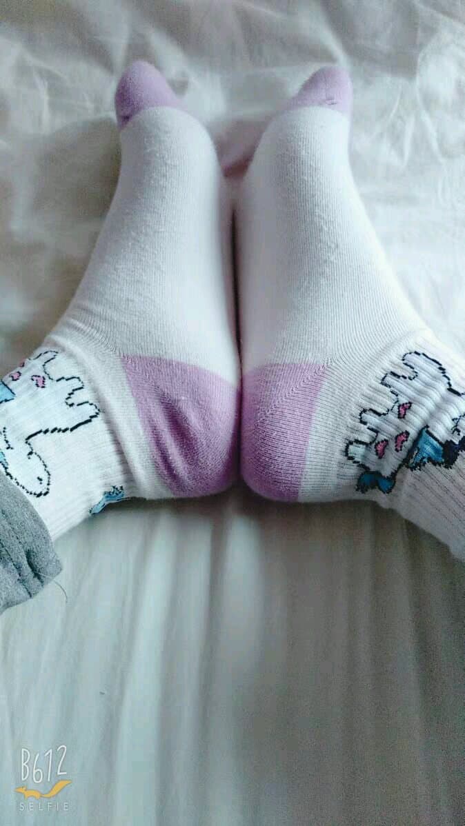 Damp socks on bare toes