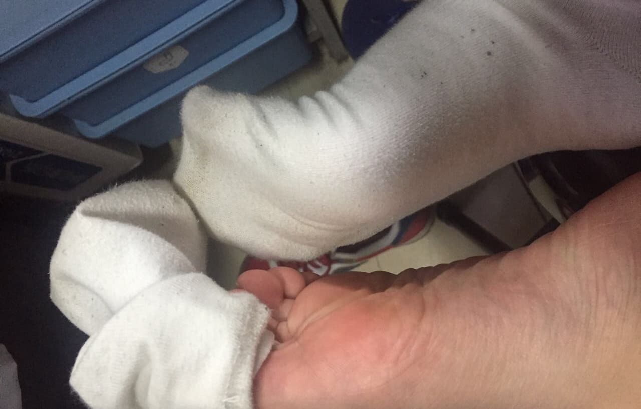 Slightly dirty white cotton socks