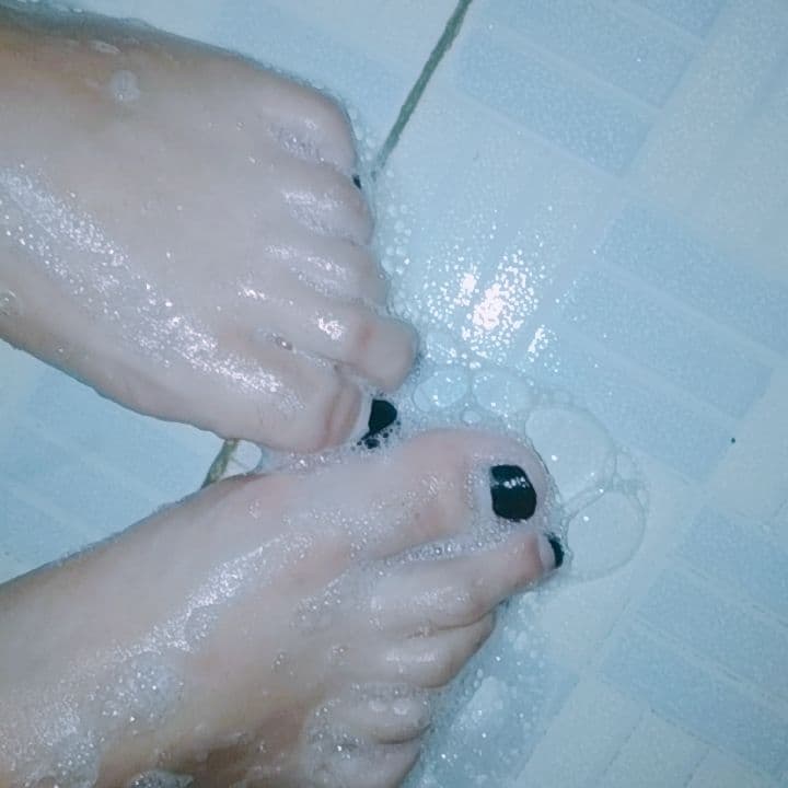 Wet socks clinging to toes