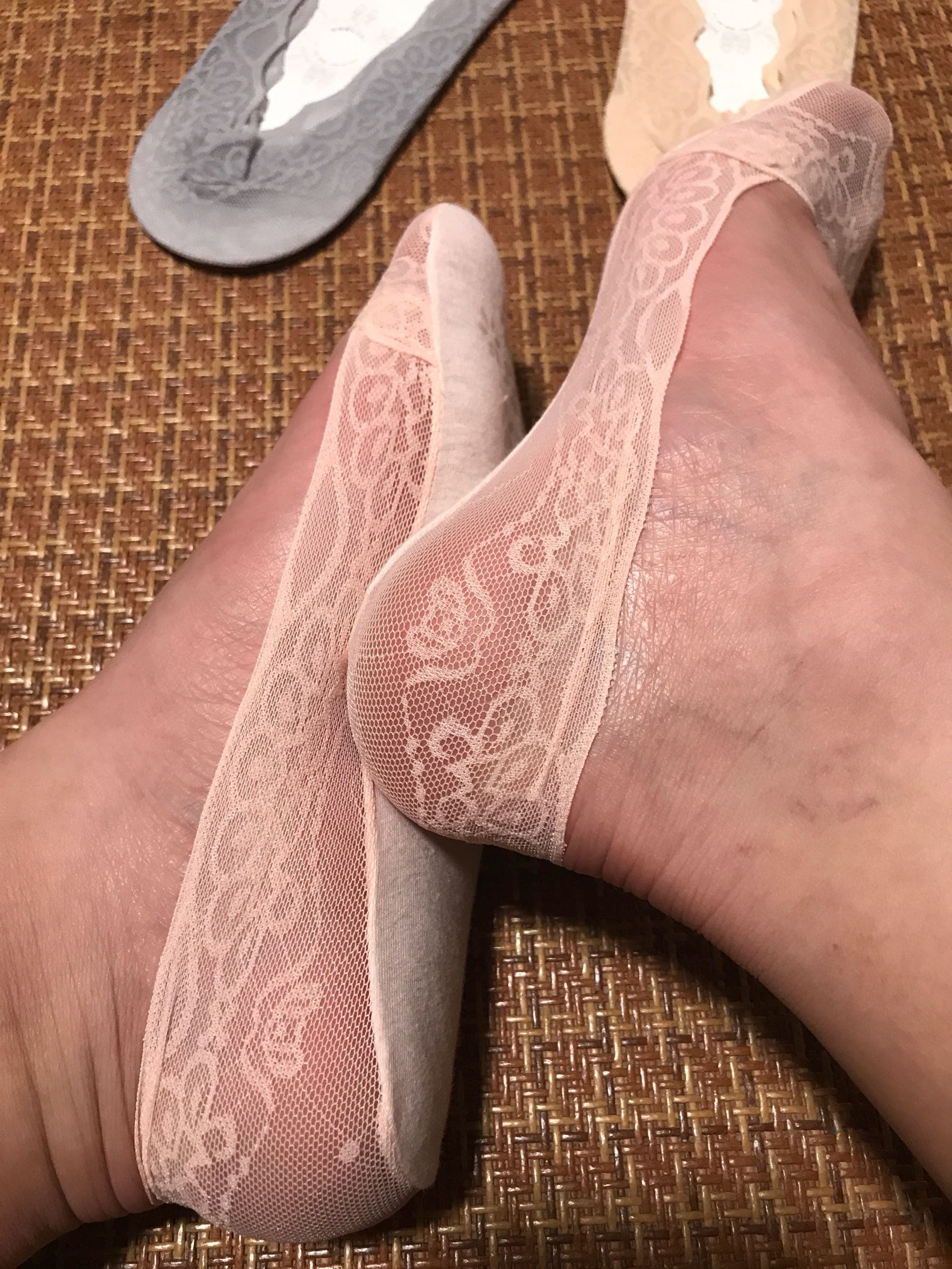 close-up of lace boat socks