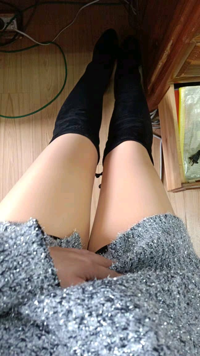 Cozy cotton socks slightly rolled down