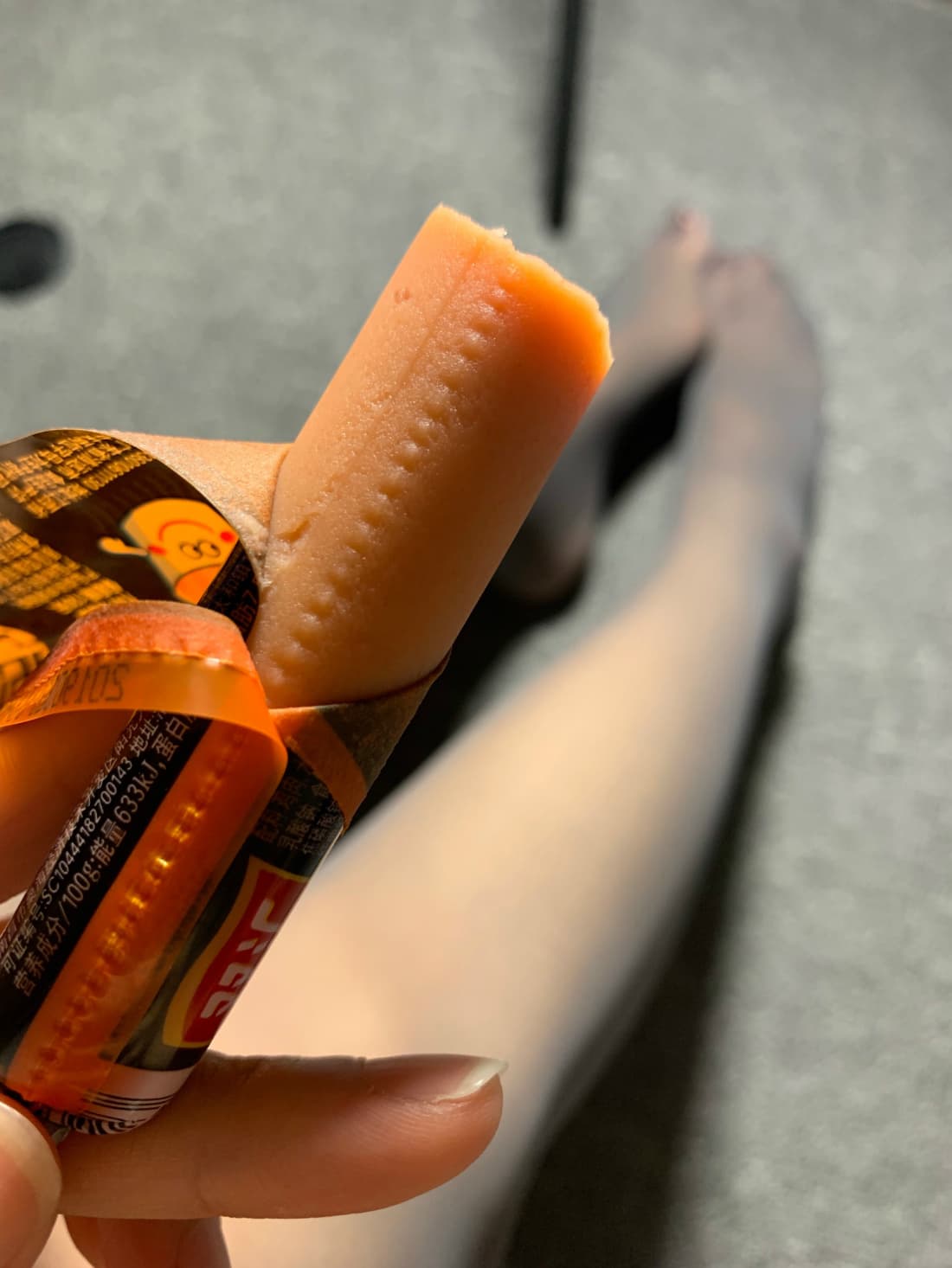 Stocking-clad legs with cropped top silhouette