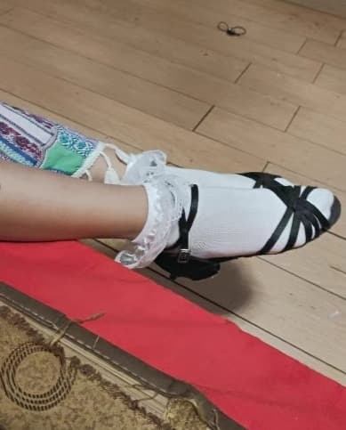 Close-up of patterned lace hugging the foot, showing intricate weave and semi-sheer texture