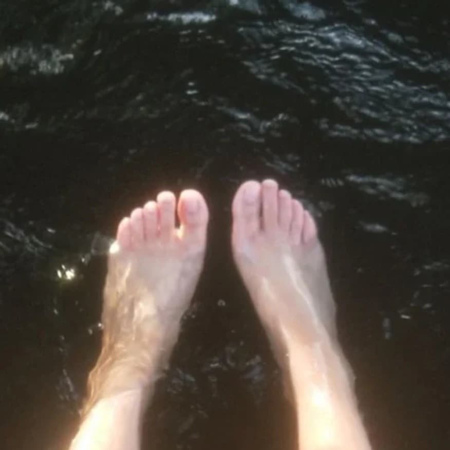 closeup of socked toes