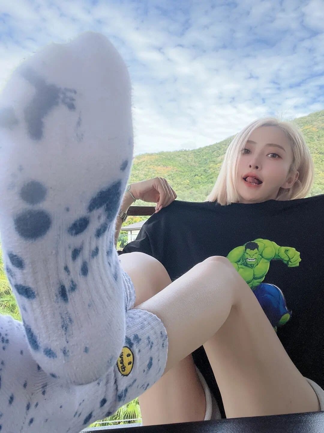 Close-up cotton sock toes