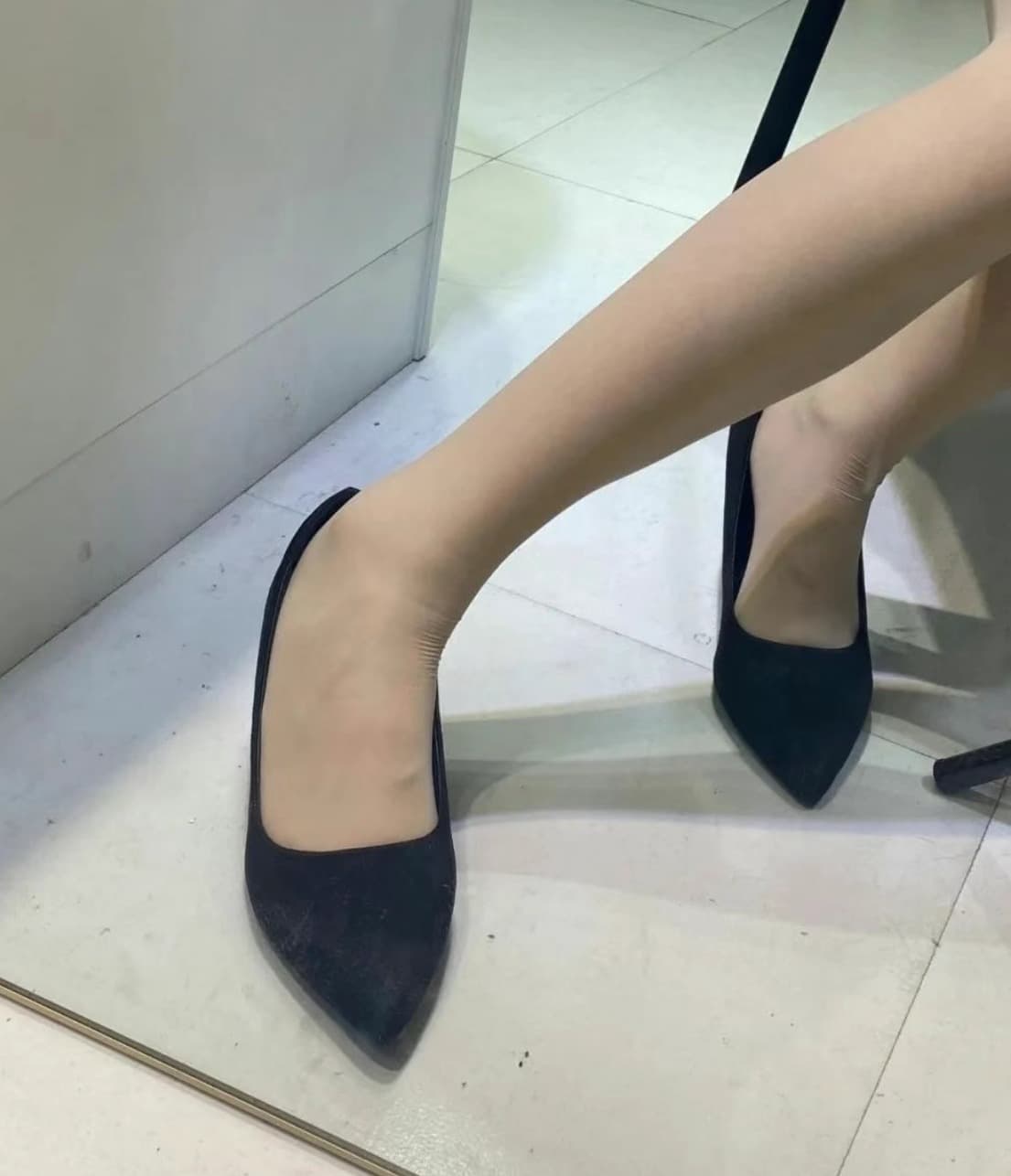 silk stockings with high heels